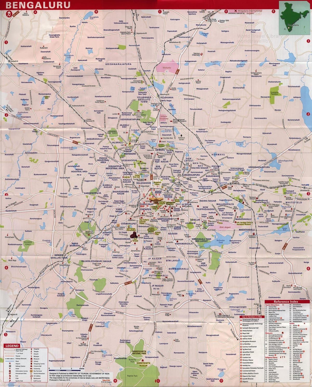 Bangalore atraccións turísticas mapa