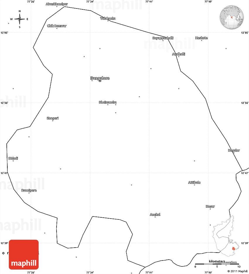 Bangalore contorno mapa