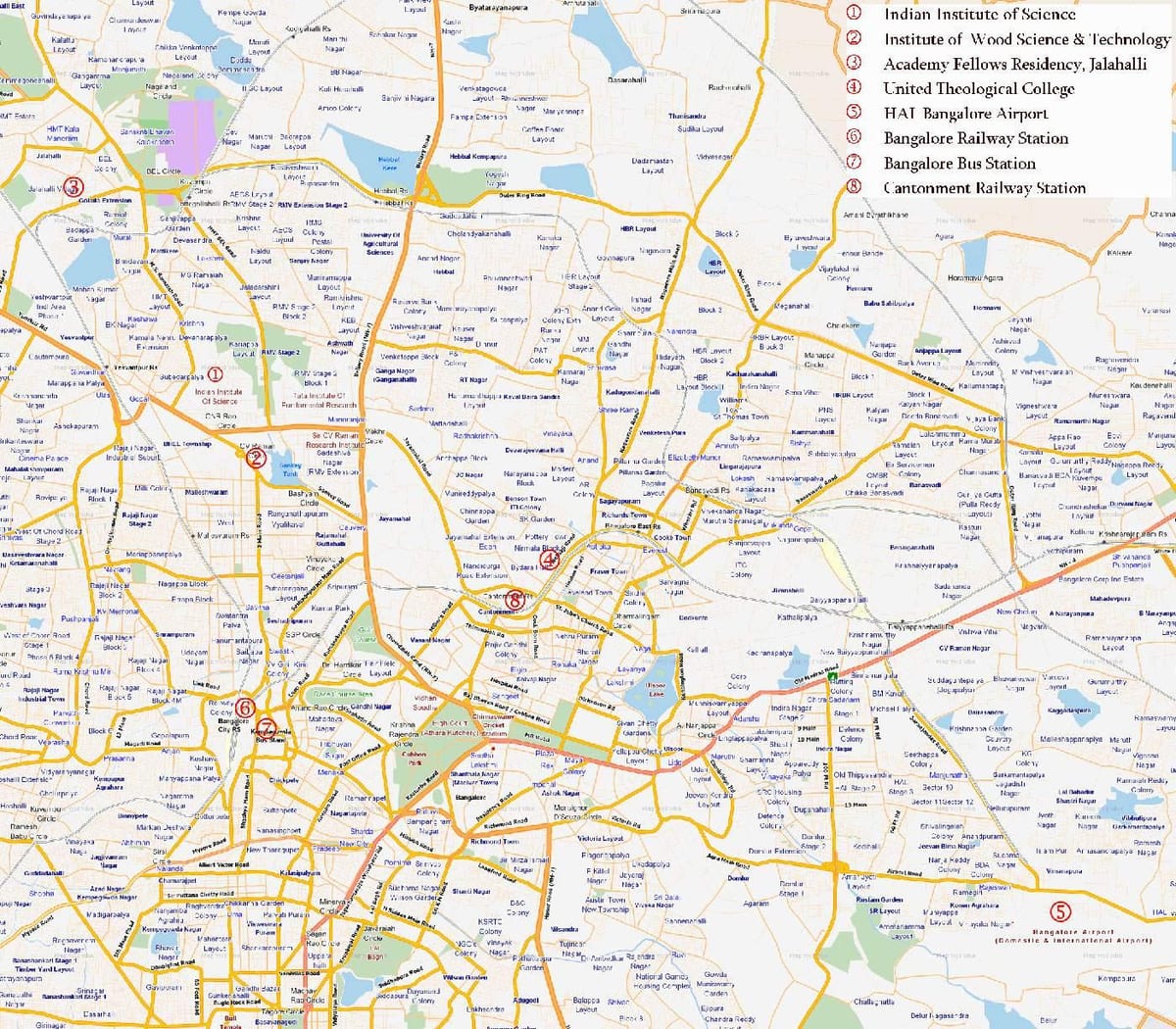 mapa da ruta Bangalore