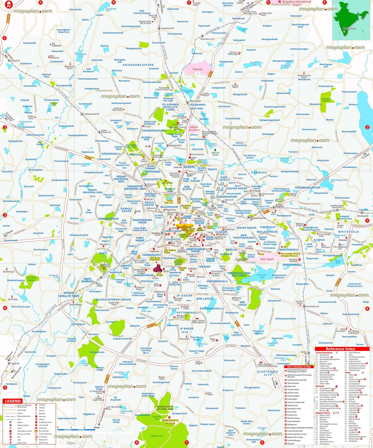 mapa de Bangalore cidade detallada