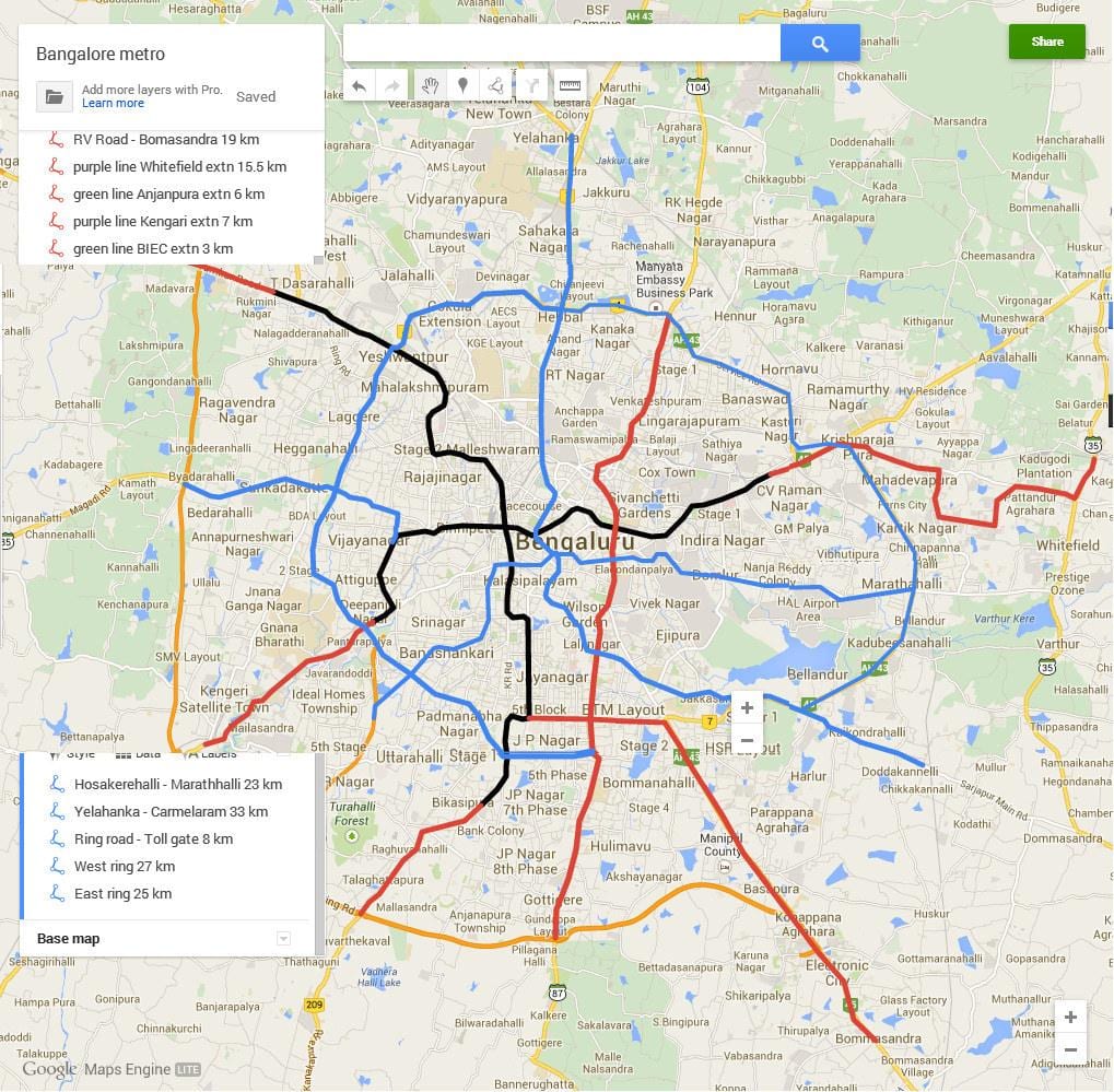Namma metro fase 3 ruta mapa