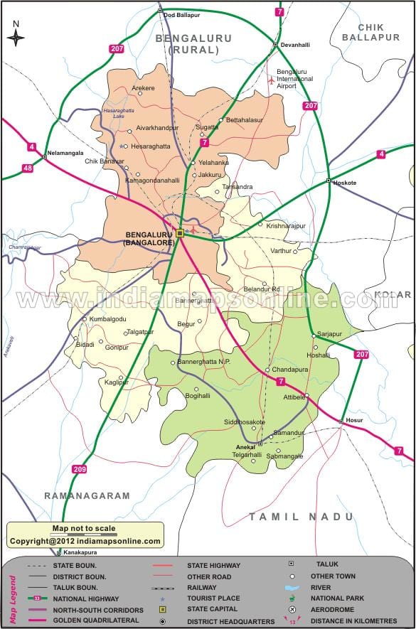 mapa de Bangalore sur