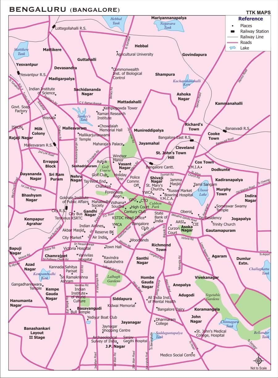 mapa da cidade de Bangalore