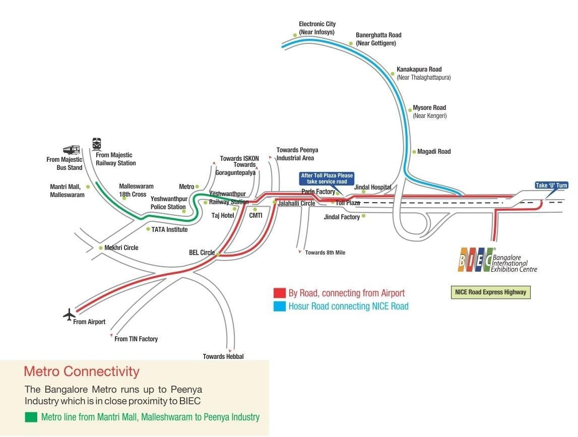 mapa de Bangalore " Centro Internacional de Exposicións
