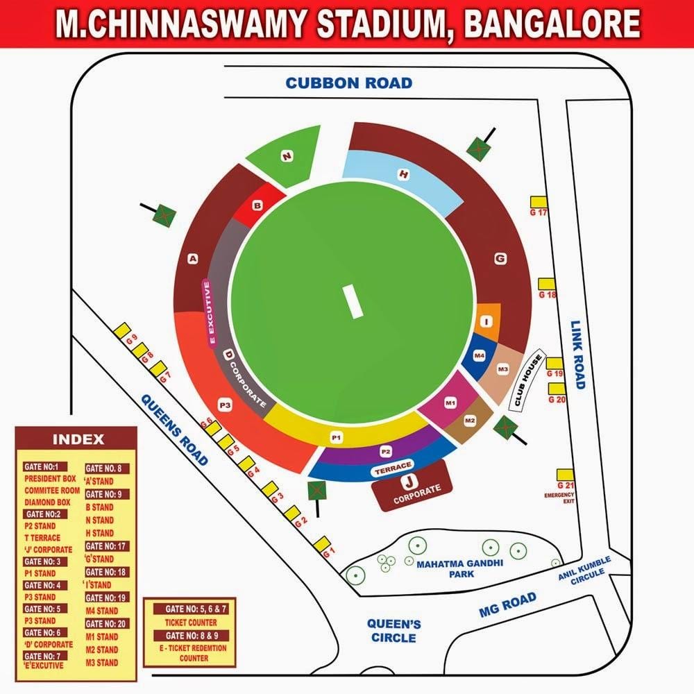 Chinnaswamy estadio de estar mapa