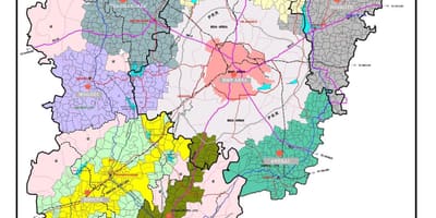 Bangalore mapa con áreas