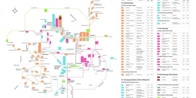 Bangalore mapa da cidade con rutas de autobuses