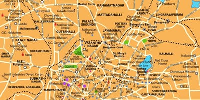 Banglore lugares turísticos mapa